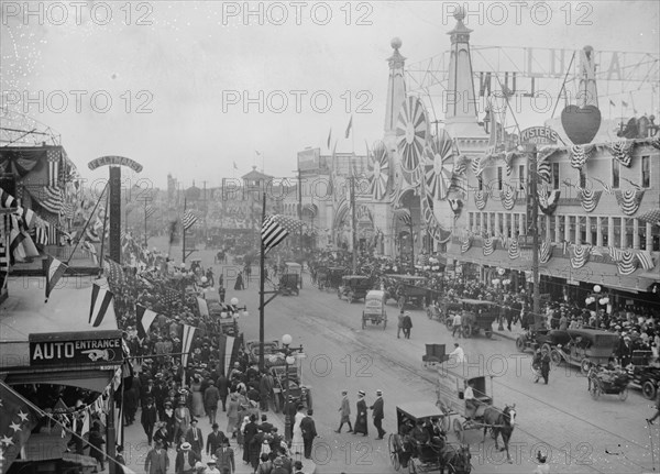 Surf Avenue Main Thoroughfare at Coney Island Alive with Shops and Tourists 1905