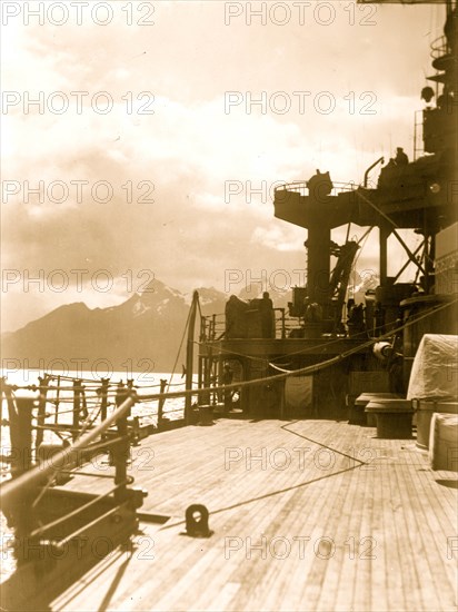 The Battleship Utah in the Straits of Magellan