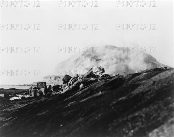 The Second Battalion, Twenty-Seventh Marines land on Iwo Jima  1945