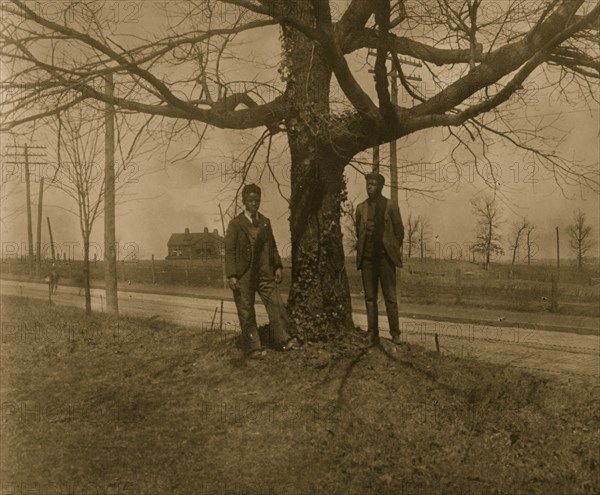 Two African American men standing next to a tree in Georgia 1899