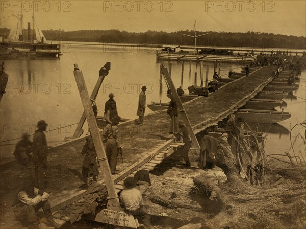 Upper wharf, Belle Plain. Built by U.S.M.R.R. Construction Corps 1863