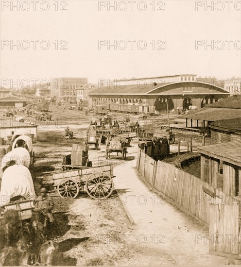 View of railroad depot and surroundings, Atlanta, Ga. 1864