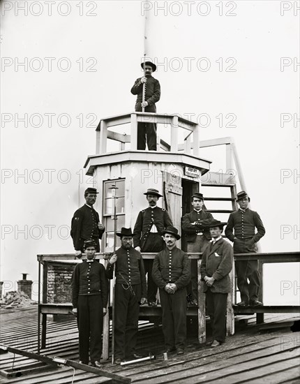 Washington, D.C. Central Signal Station, Winder Building, 17th and E Streets NW, and Signal Corps men 1865