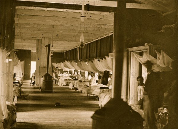 Washington, D.C. Patients in ward of Harewood Hospital; mosquito nets over beds 1864