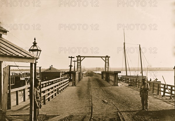 Washington, D.C. The Long Bridge over the Potomac seen from the city 1865