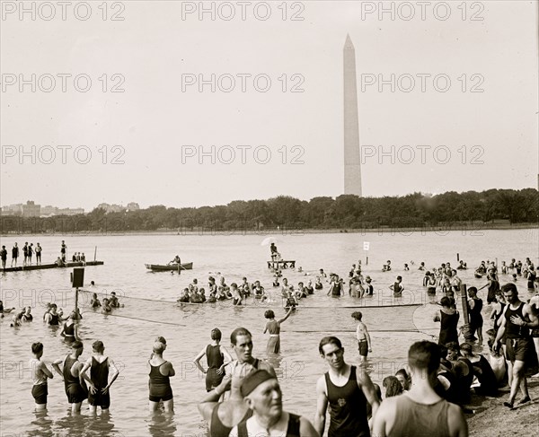 Water Tennis played by citizens in Wasington, DC as they enjpy the tidal basin 1921