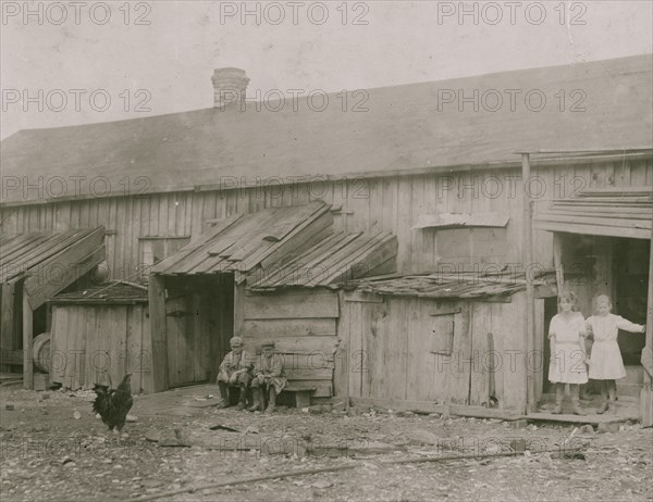 About 50 persons housed in this miserable row of dilapidated shacks located on an old shell-pile and partly surrounded by a tidal marsh.  1912