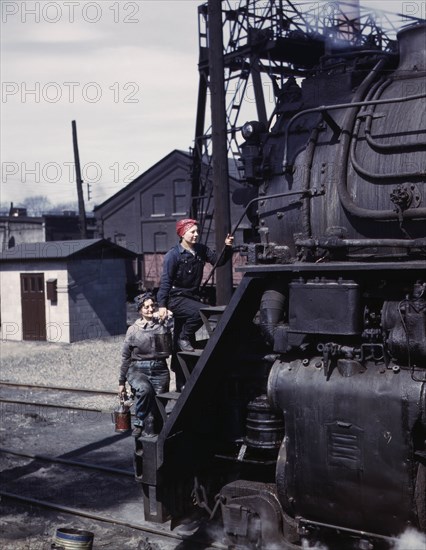 Two Women Ascend the Engine 1942