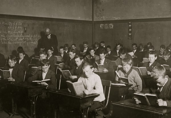 Working Boys of all Nationalities Making the Best of the Spare Evening Hours 1909