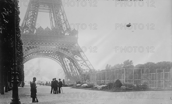 WWI Guard stand watch at the base of the Eiffel Tower in France 1918