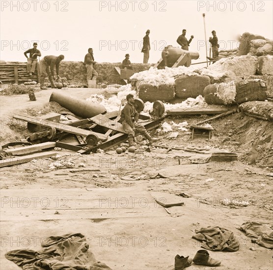 Yorktown, Va. Confederate fortifications reinforced with bales of cotton 1863