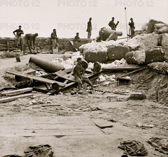 Yorktown, Va. Confederate fortifications reinforced with bales of cotton 1862