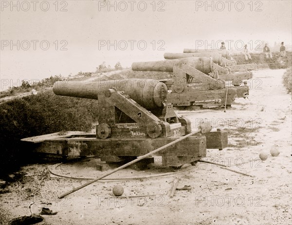 Yorktown, Va. Confederate water Battery Magruder, with Rodman smooth-bore siege guns 1862