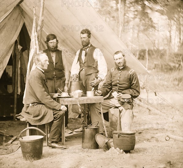 Yorktown, Va., vicinity. Group before the photographic tent at Camp Winfield Scott 1863