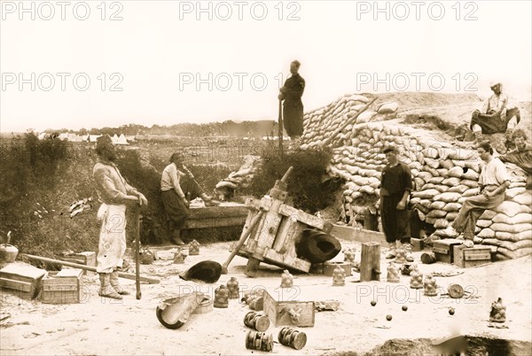 Yorktown, Virginia. Exploded gun in Confederate battery 1863