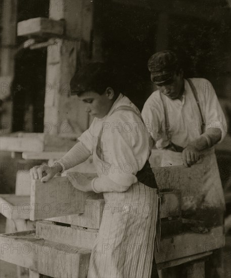 Young boy polishing marble in Vermont Marble Co., 1910