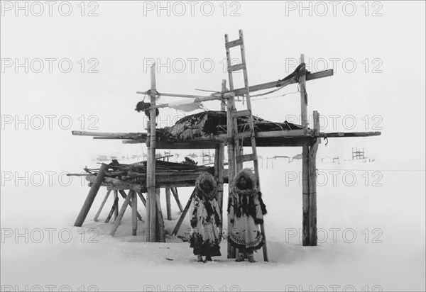Eskimo Women and Storage Place 1916
