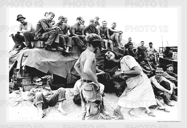 Red Cross Worker in Vietnam with Soldiers 1970