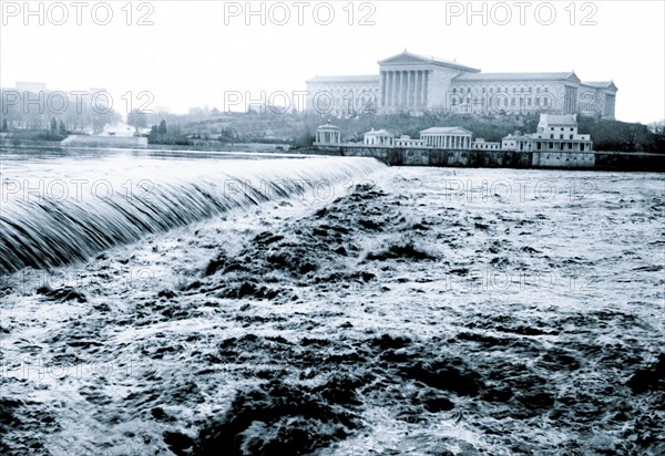 Waterfalls with Art Museum in Distance, Philadelphia, PA