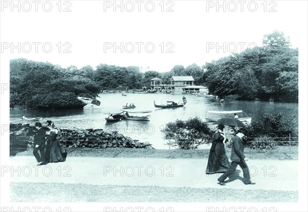 Central Park: Boathouse and Lake 1894