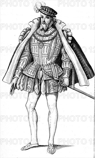 French vintage clothes XVI century King France Charles kingdom IX Francois de Lorraine