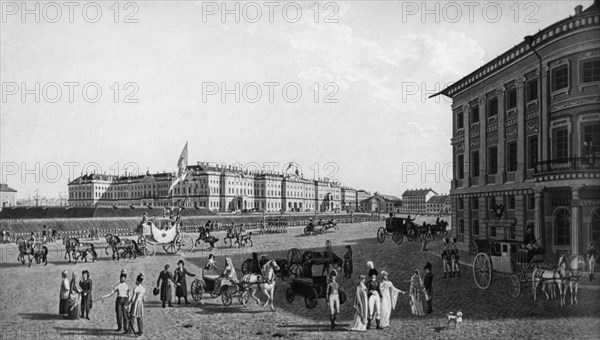 Winter palace (in background), st, petersburg, russia, 1804.