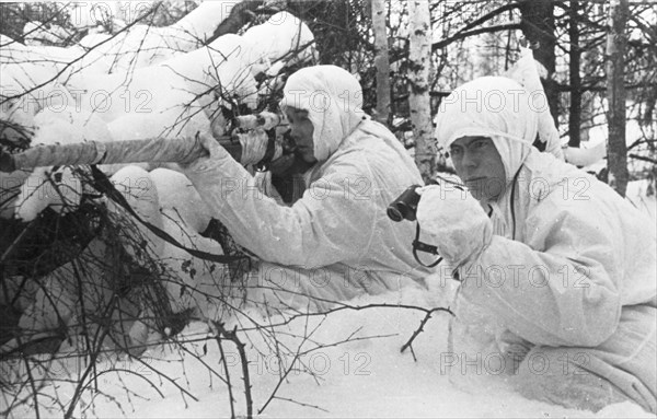 Snipers in the firing position, jan, 1943.