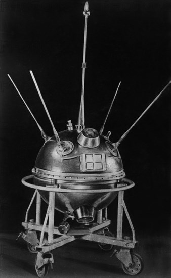 Soviet space probe luna-1 (lunik) prior to launch in 1959, i t was the first space craft to escape earth's orbit.
