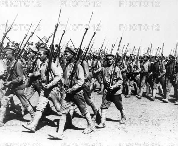 Worker and peasant soldiers of the red army in 1920 during the civil war.