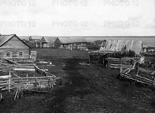 A general view of kurejka (1939) in the turukhansk district of the krasnoyarsk territory, where joseph stalin was exiled by the tsarist government 1913 - 1917.