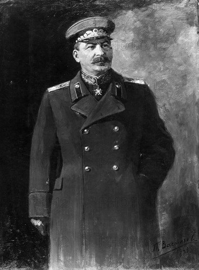 Portrait of joseph stalin painted by p, vasilyev during the great patriotic war.