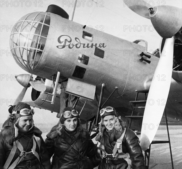 Order-bearers captain polina osipenko (co-pilot and commander of the plane), deputy to the supreme soviet of the ussr valentina grizodubova (navigator), and senior lieutenant marina raskova right before their historic flight, they set a world record for non-stop direct flight by women when they flew a tupolev db2/ant37 aircraft named rodina 6,000 kilometres (3,700 miles) from moscow to komsomolsk-on-amur, on the south-eastern tip of siberia, september 24, 1938.