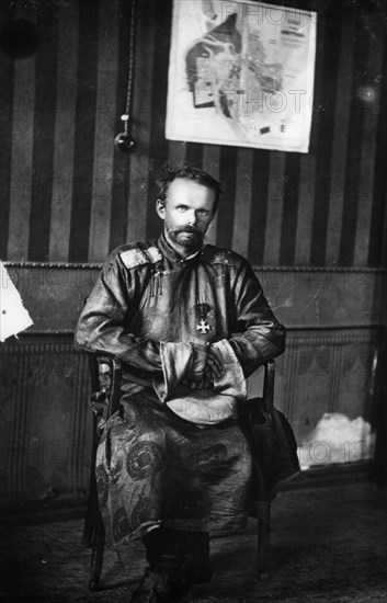 Baron roman feodorovich ungern-sternberg, white russian commander of anti-bolshevik forces in mongolia and lake baikal region, 1886-1921, captured in irkutsk and executed by the bolsheviks, the mad baron, the bloody baron, russian civil war.