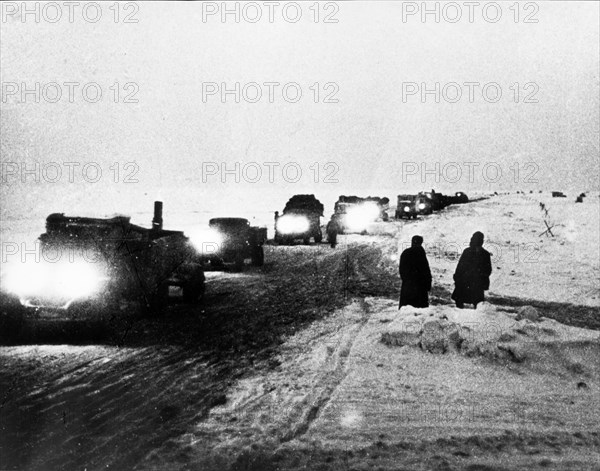 Food supply route to leningrad on lake ladoga during world war ll.