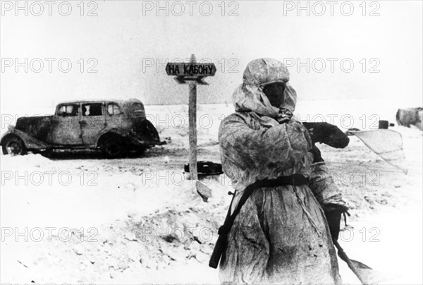 world war ll: leningrad blockade, traffic regulator on lake ladoga supply route.