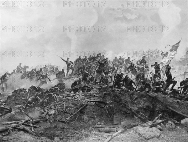 Battle of pleven, 1878, diorama to commemorate 100th anniversary of liberation of the city, skobelev historic park, pleven, bulgaria, artist: a,v, ovet.