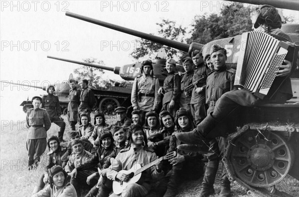 Tankists of x unit in the far east at rest, september 1945.