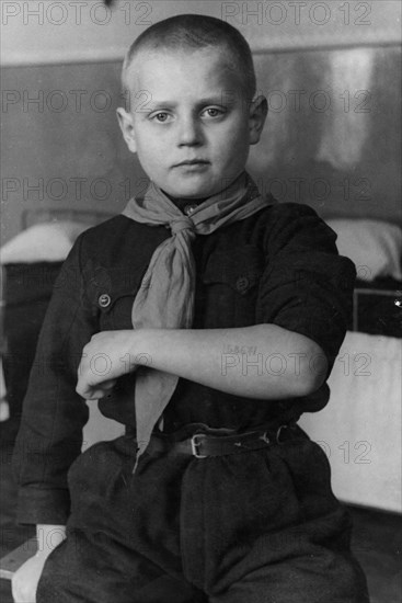 57503 february 1946 kiev, about 200 children saved from the german concentration camp in oswiecim are brought up in the children's home no 13