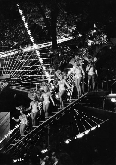 A variety show at the famous tropicana night club in havana, cuba, 1963.