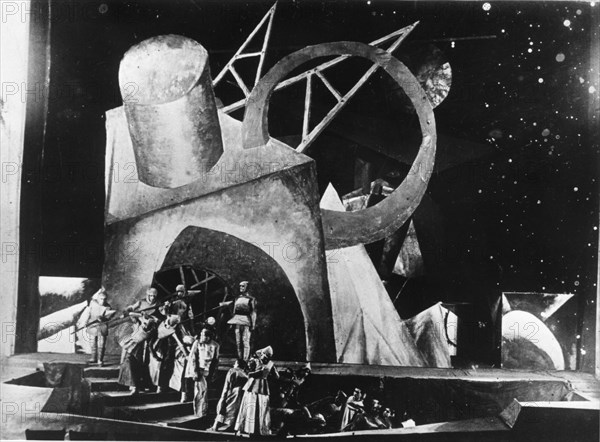 Les soirs' by emile verhaeren, staged by v, meyerhold and bebutov at the first rsfsr theatre, art director: v, dmitriev, premiered november 7, 1920, ussr.