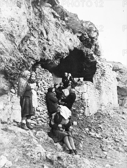 Caves in the outskirts of sevastopol served as air raid shelters in crimea, ukraine.