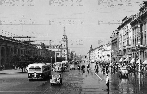 Nevsky prospect, leningrad, ussr, 1952.