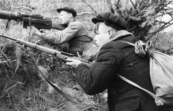 World war 2, russian partisans in the leningrad region.