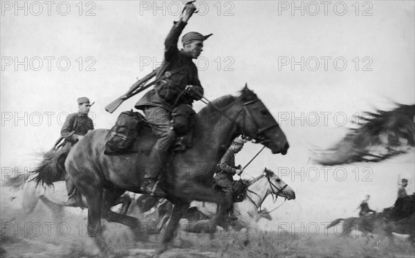 A red army cavalry charge, september 1941, world war ll.