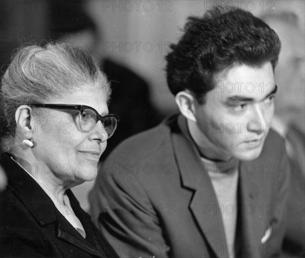 Mrs, eslanda robeson, an invited guest at a plenary session of the gdr peace council in berlin on december 9, 1963.