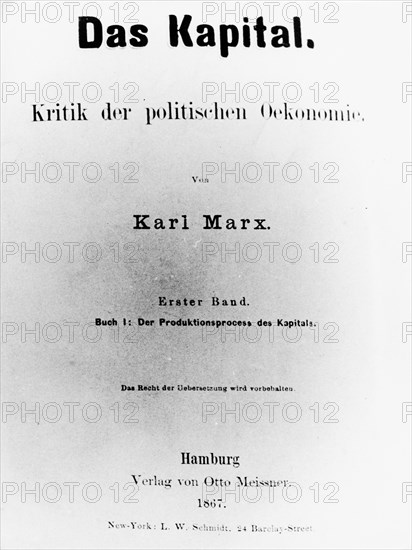 The title page of the first german edition of 'das kapital' by karl marx (hamburg, 1867).