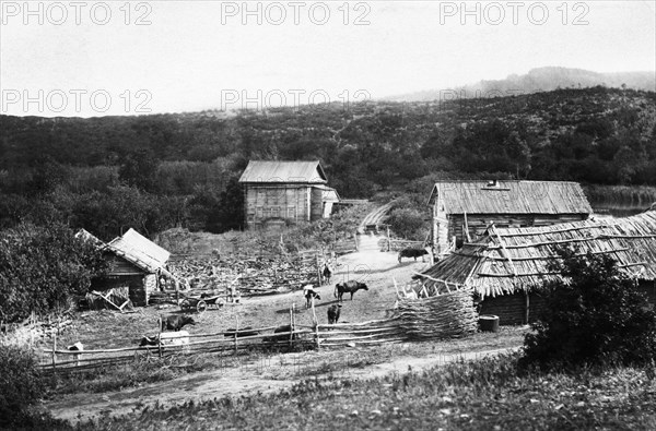 An old farming village in pre-revolutionary russia, 1900s.