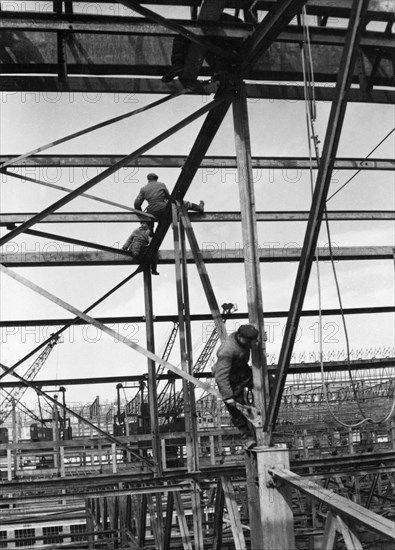 Construction of the nowa huta steel combine (lenin steel works) in poland, 1952.