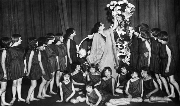 Isadora duncan's sister, irma, with students in the petrograd state circus, isadora duncan studios, ussr.