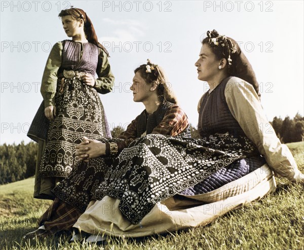 Bulgarian women from the town of kotel in national costume, 1961.